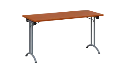 SLA 140 lak skládací jednací stůl 1394x600, deska 25 mm, podnož stříbrný lak, deska třešeň šumavská